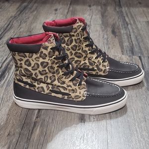 Sperry leopard high top sneakers